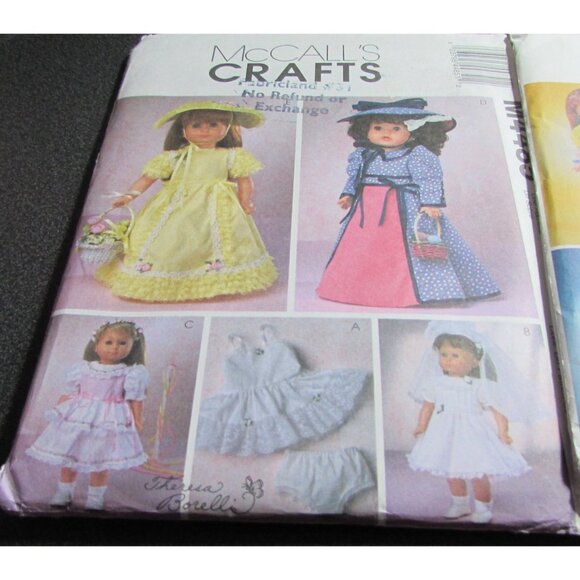 Mcall's Pattern 2506 4066 M4485 Lot 18 " Doll Clothes Dress Hat PJ'S Robe Shirt - Picture 2 of 4